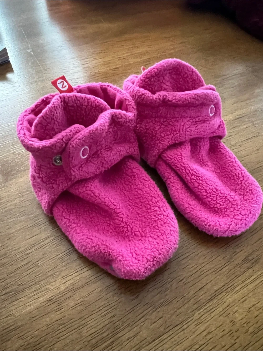 Zutano Bright Pink Fleece Slippers (24 mo)